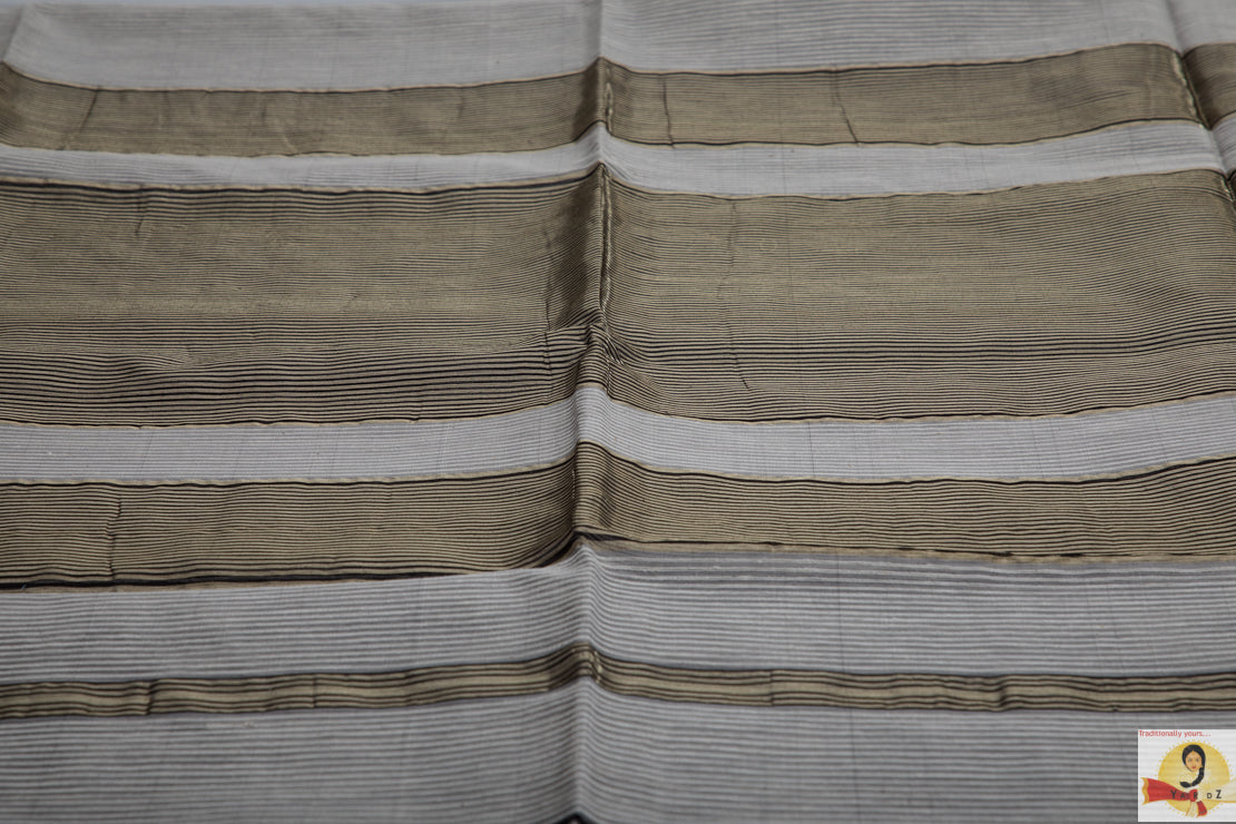 Maheshwari Silk Cotton- Grey and Black Partly