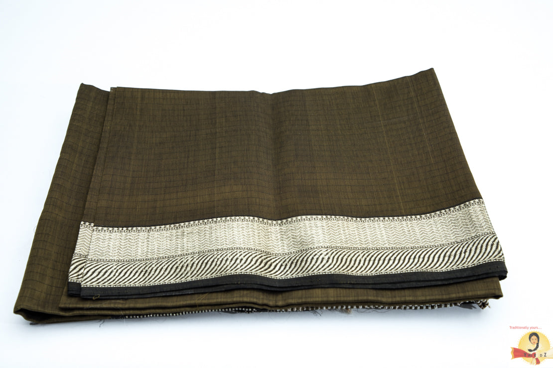 Maheshwari Silk Cotton- Olive Green
