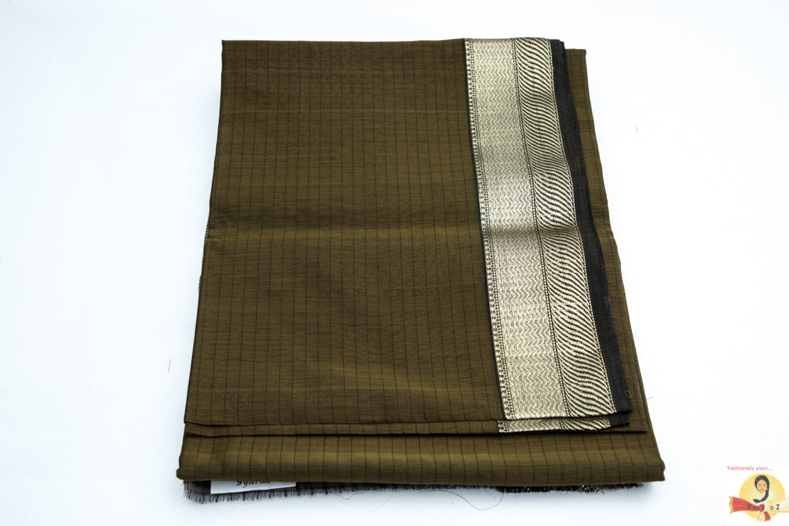 Maheshwari Silk Cotton- Olive Green