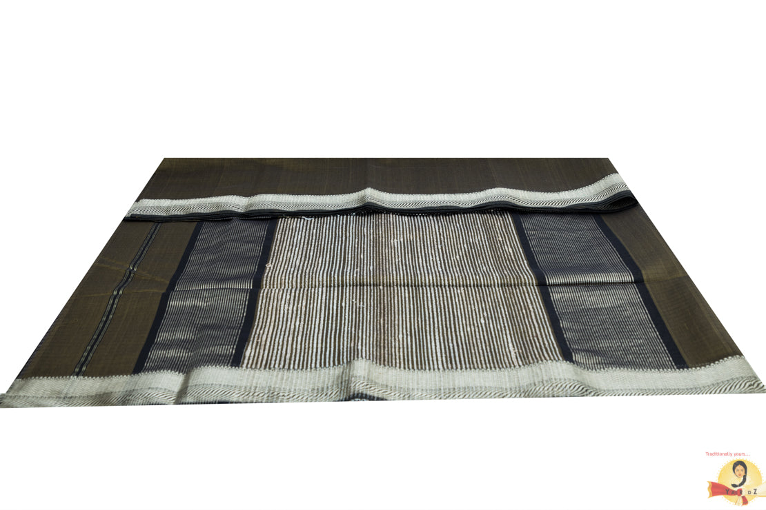 Maheshwari Silk Cotton- Olive Green