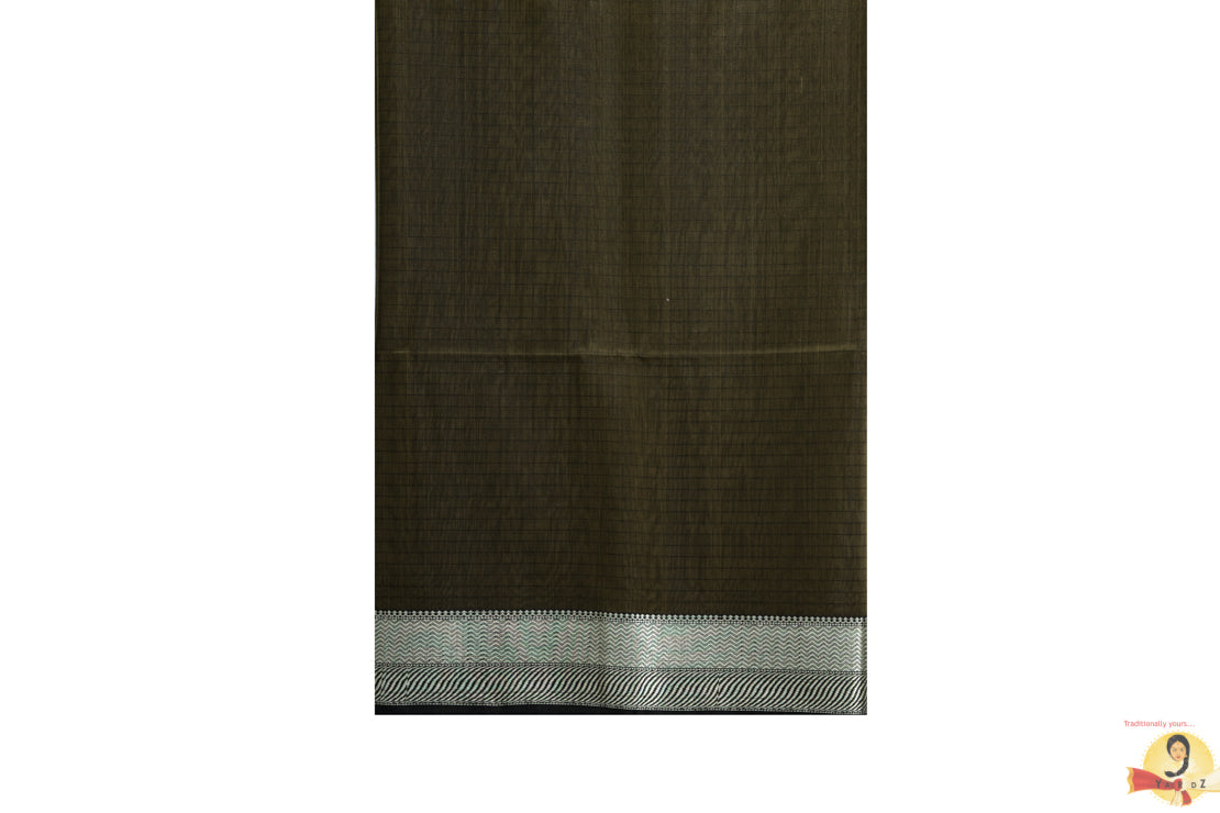Maheshwari Silk Cotton- Olive Green