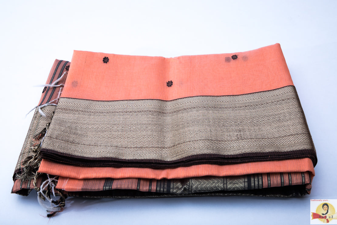 Maheshwari Silk Cotton- Peach