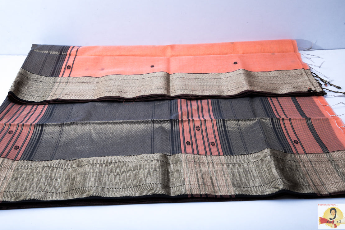 Maheshwari Silk Cotton- Peach