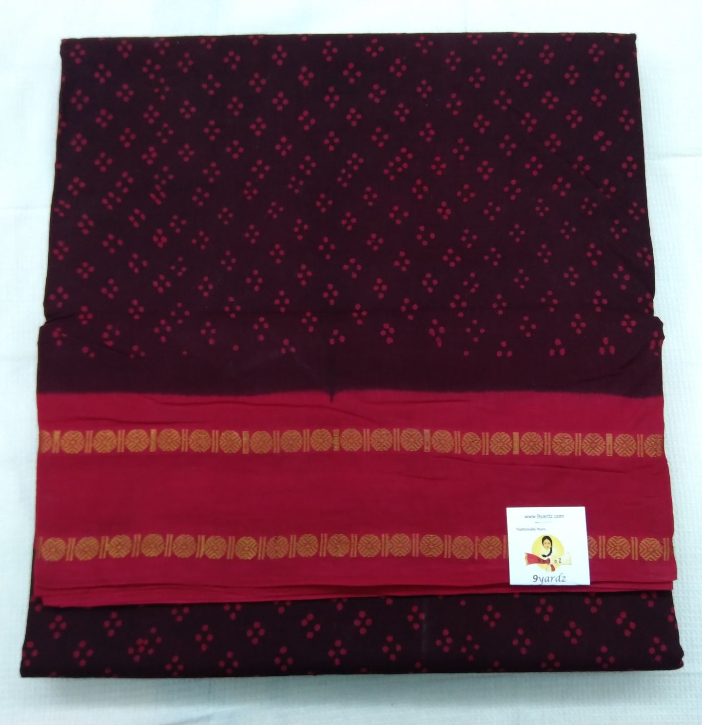 Sungudi contrast- Maroon by red