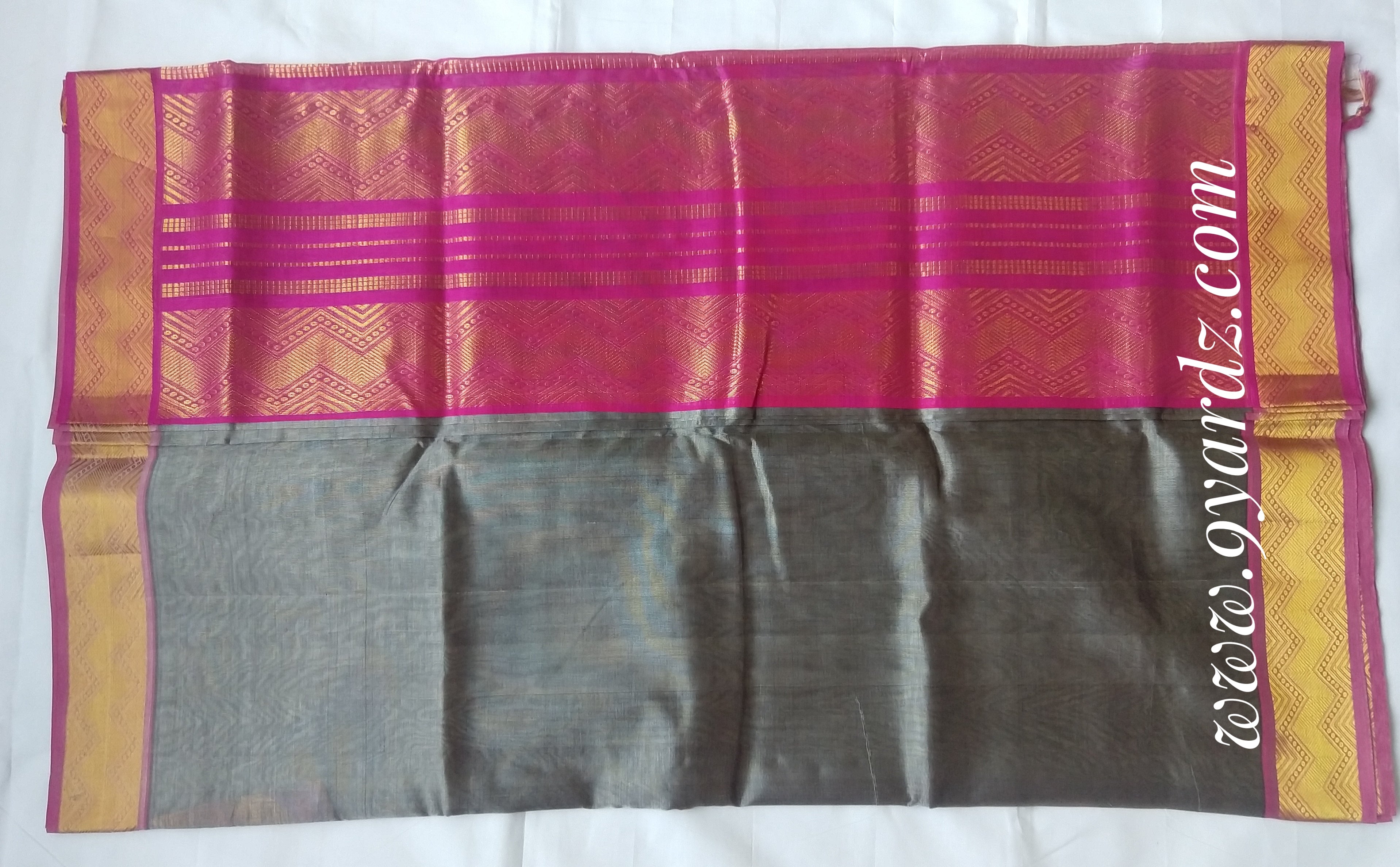 Pure Silk cotton - grey by pink