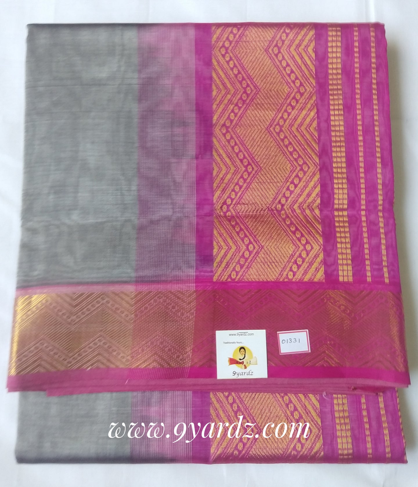 Pure Silk cotton - grey by pink