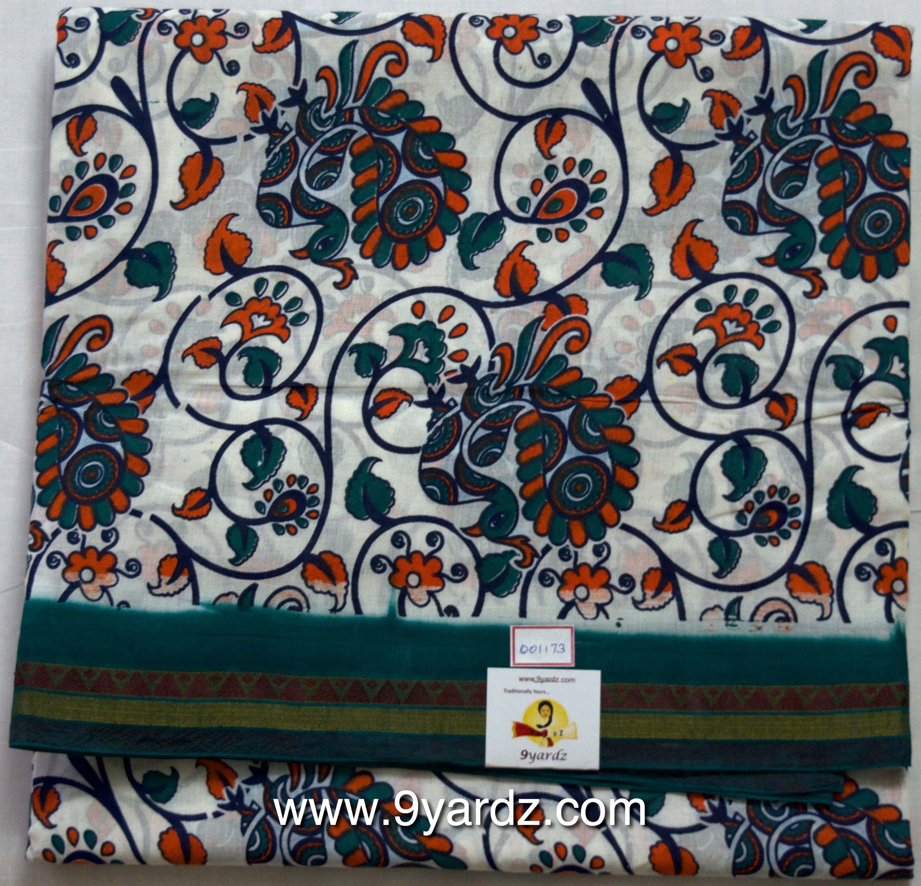 White based kalamkari - 10.5 yards
