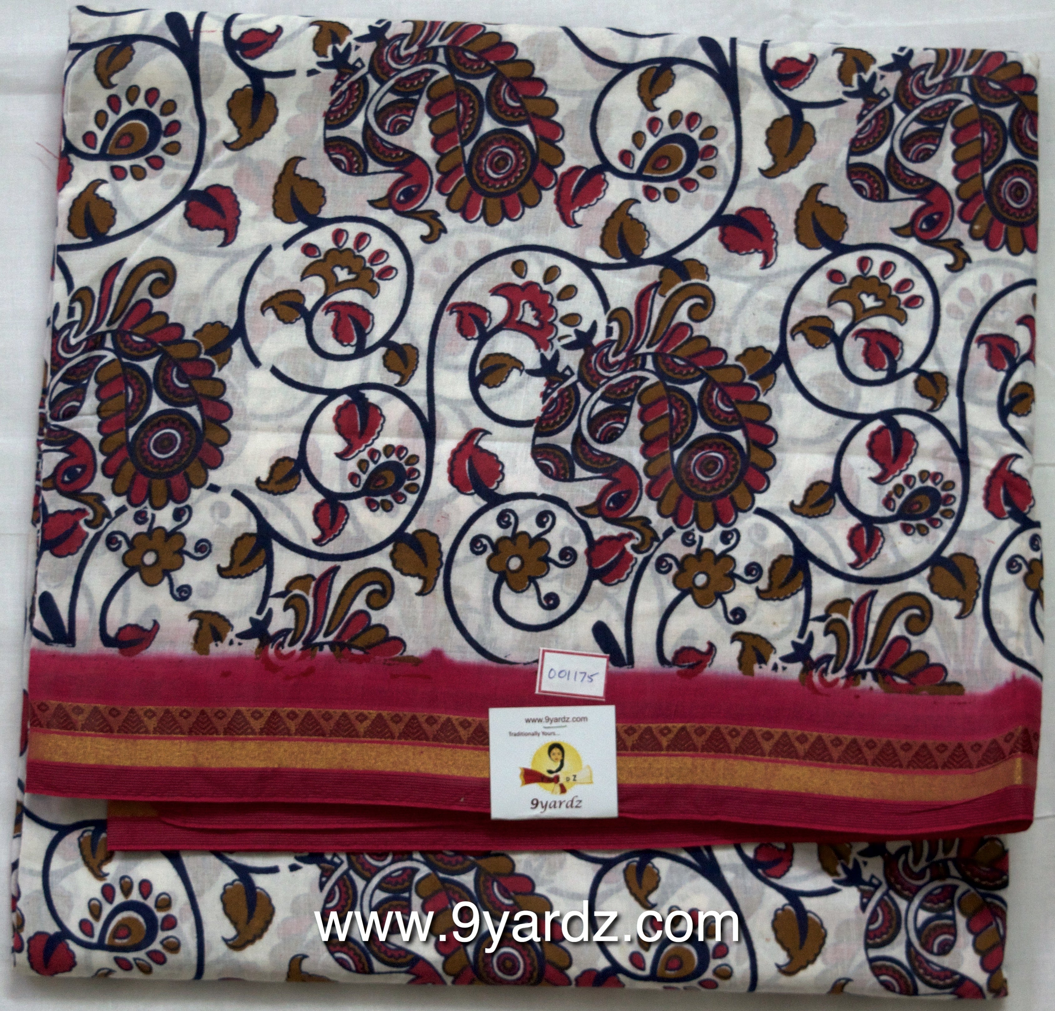 White based kalamkari - 10.5 yards