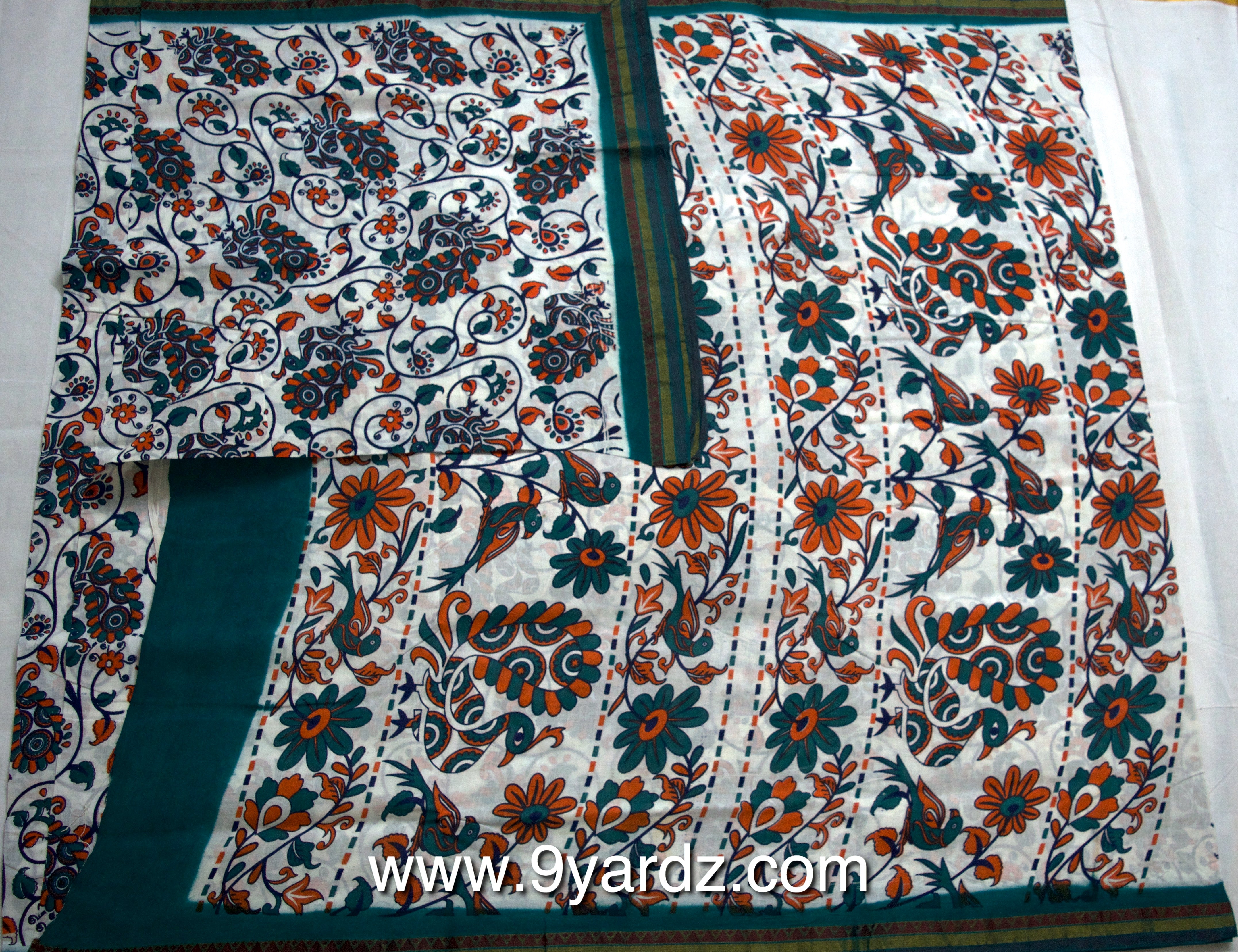 White based kalamkari - 10.5 yards