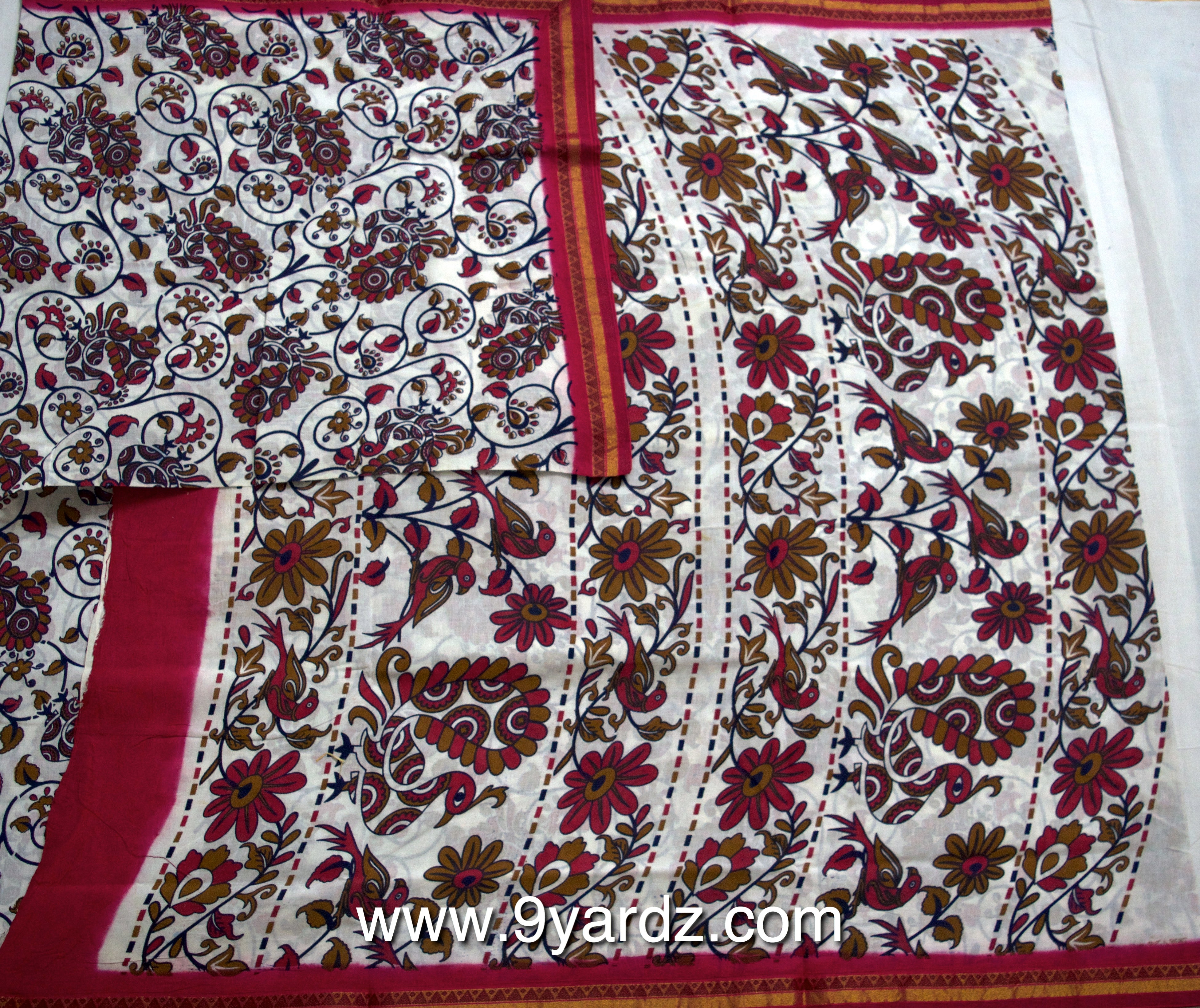 White based kalamkari - 10.5 yards